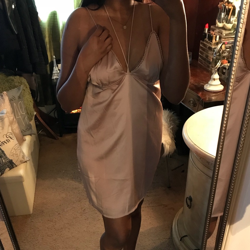 Champagne satin slip dress